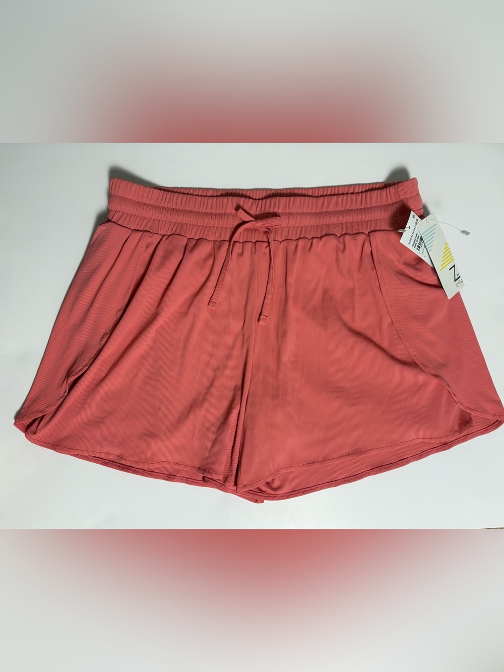 Women’s Nordstrom Zella Coral Ribbed Drawstring Athletic Shorts Size L